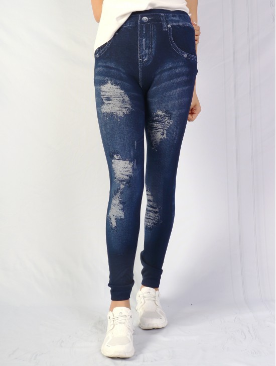 High Waist Denim Style Stretchy Legging (Fleece Lined)